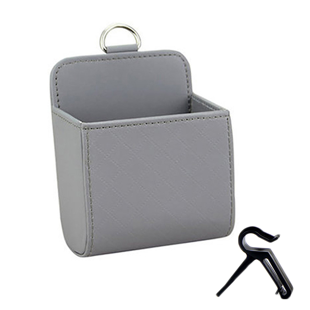 1pc Car Storage Bag Air Vent Dashboard Tidy Hanging Leather Organizer Box Glasses Phone Holder Storage Organizer Car Accessories: Gold