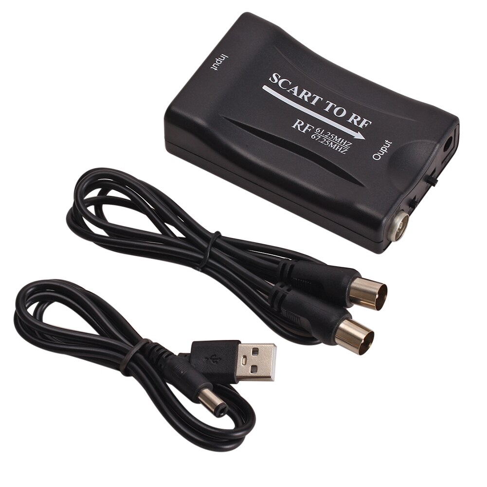 SCART to RF Audio Video AV Adapter SCART Female to RF Female Converter 61.25MHz 67.25MHz for TV