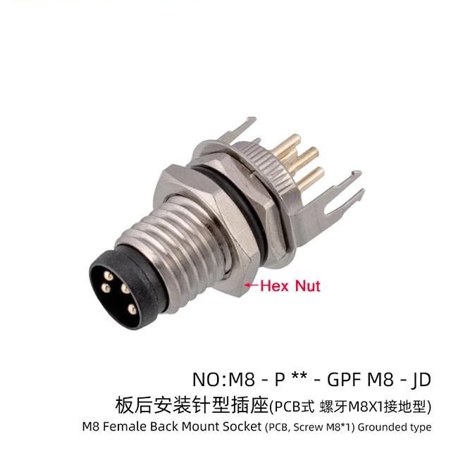 M8 Right Angled Back Mount Socket 3 4 5 6 8 Pins G... – Grandado