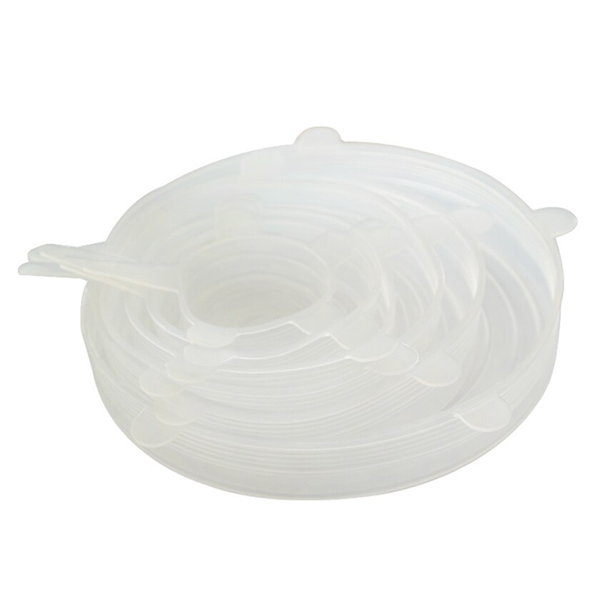 Couvercle de cuisson en Silicone 6 pièces/ensemble | Couvercles universels en Silicone, couvercle à aspiration extensible, casserole couvercle de casserole en Silicone, bouchon de couvercle de bol pour la maison: White 6PCS