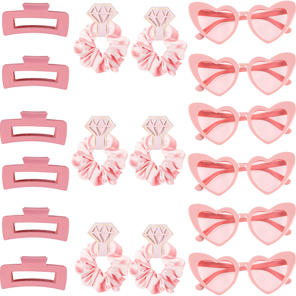 6/8 setzt Brautjungfer Herzform Sonnenbrille Haargummis Scrunchies Haarspangen Bachelorette Hochzeit Brautparty Gastgeschenk Vorschlag: Minze Grün