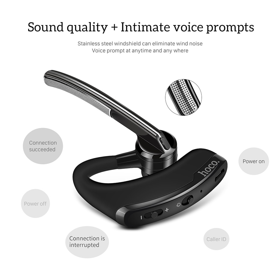 HOCO Bluetooth Headset Bluetooth 5.0 Earpiece Hands-free Headphone Mini Wireless Earphone Earbud Earpiece For iPhone 11 Xiaomi 9