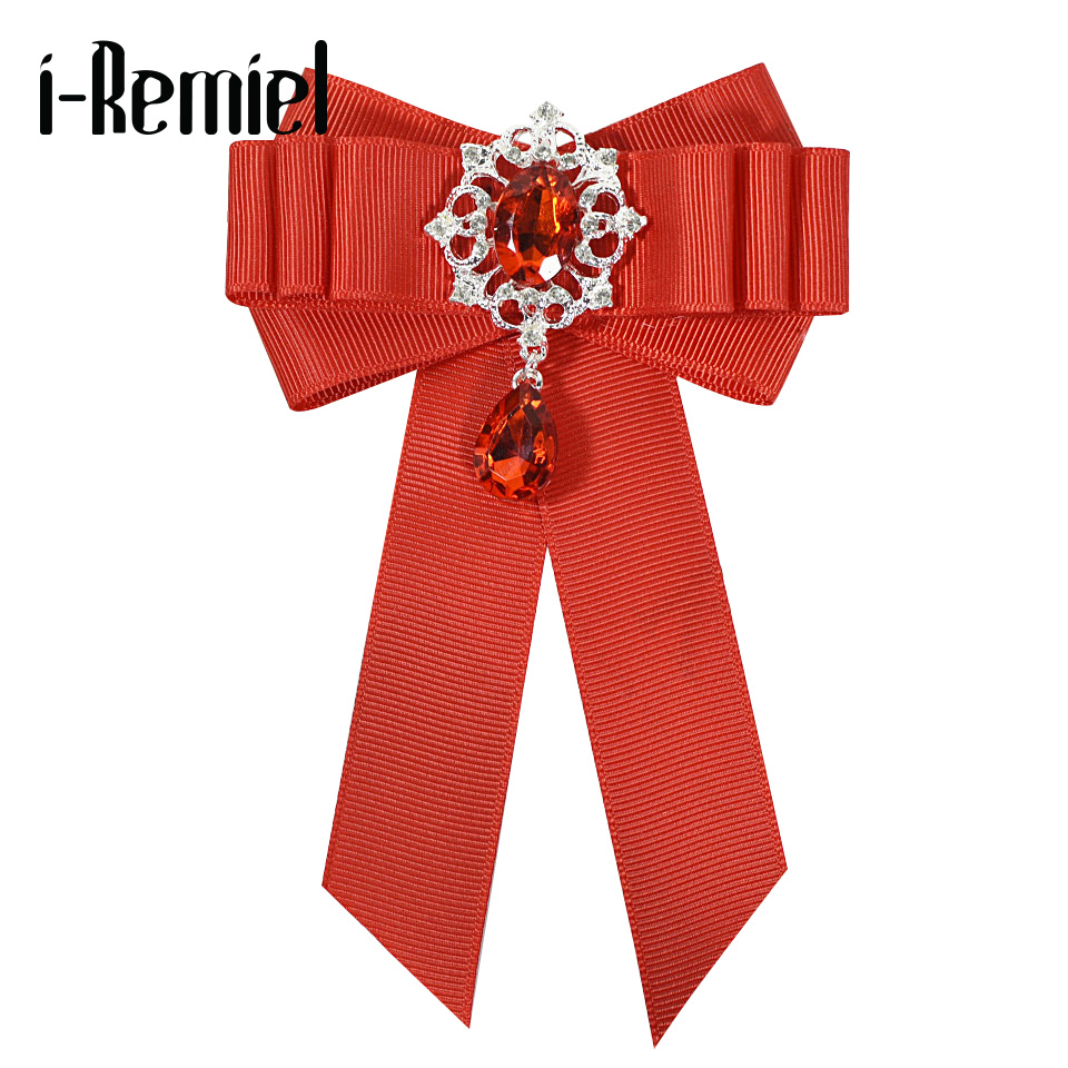 I-remiel – Broche en velours rouge, nœud papillon, col, broches, chemisier, vêtements pour femmes, accessoires, bijoux à la