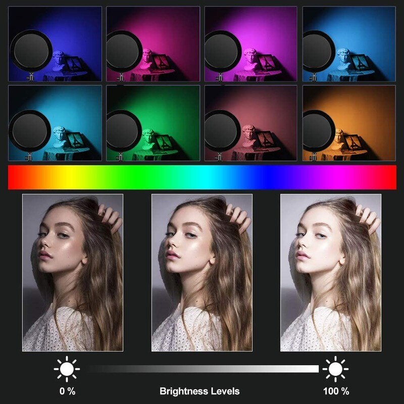6/10 Inch Dimbare Rgb Led Selfie Ring Vullen Licht Foto Ring Lamp Met Statief Voor Make Video Live Aro De luz Para Celular