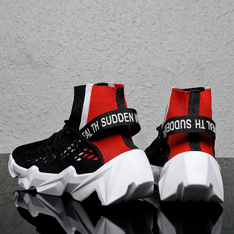 Vsiovry sock sneakers herr stickad ovandel andas sportskor höst chunky sneakers hög dämpande löparskor för män