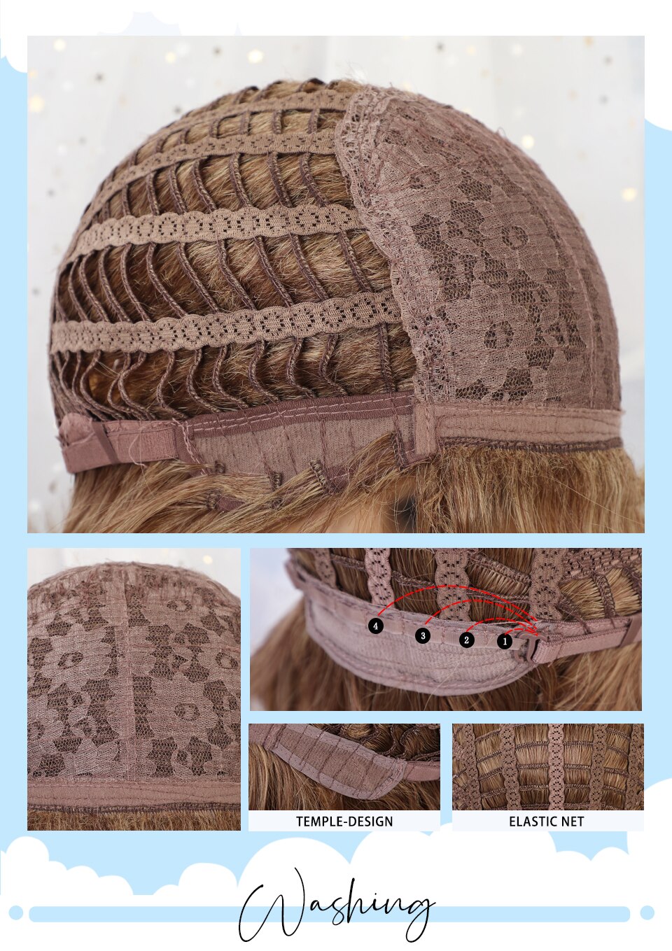 Alan Eaton Rechte Donkerbruin Blonde Ombre Synthetische Pruiken Met Pony Voor Vrouwen Korte Bob Pruik Hittebestendige Lolita Cosplay pruiken