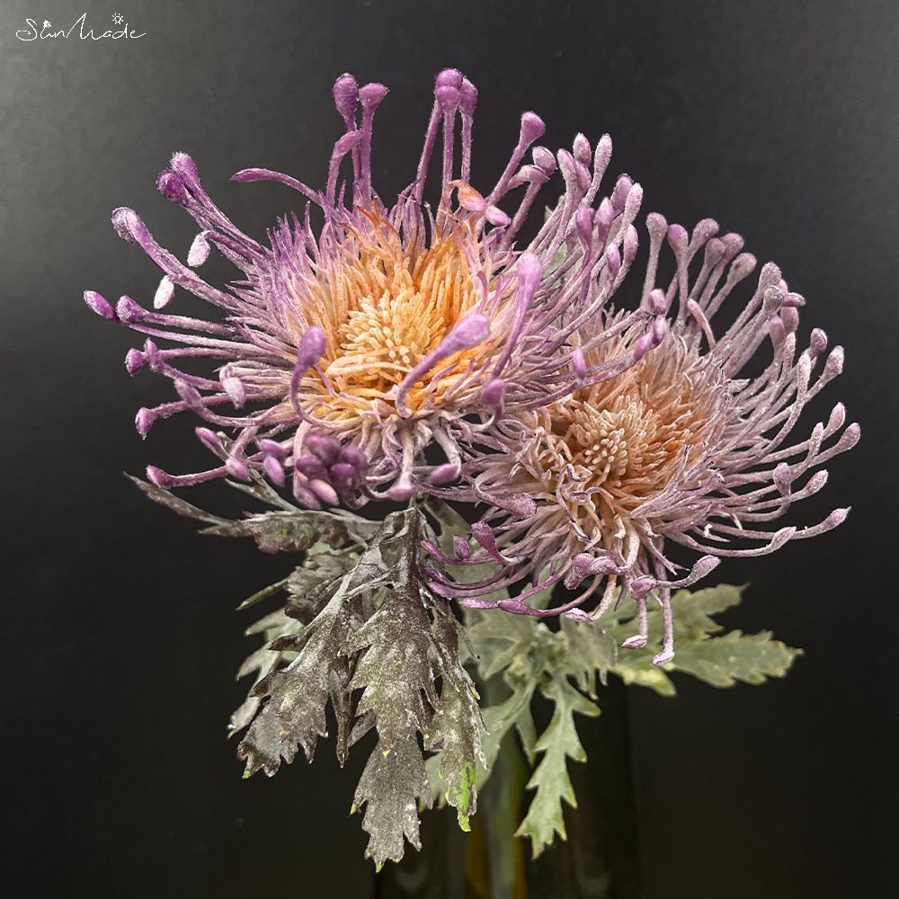 SunMade – Fleur Artificielle touffue de , coussin en plastique, branche courte, décoration pour salon, mariage: Purple