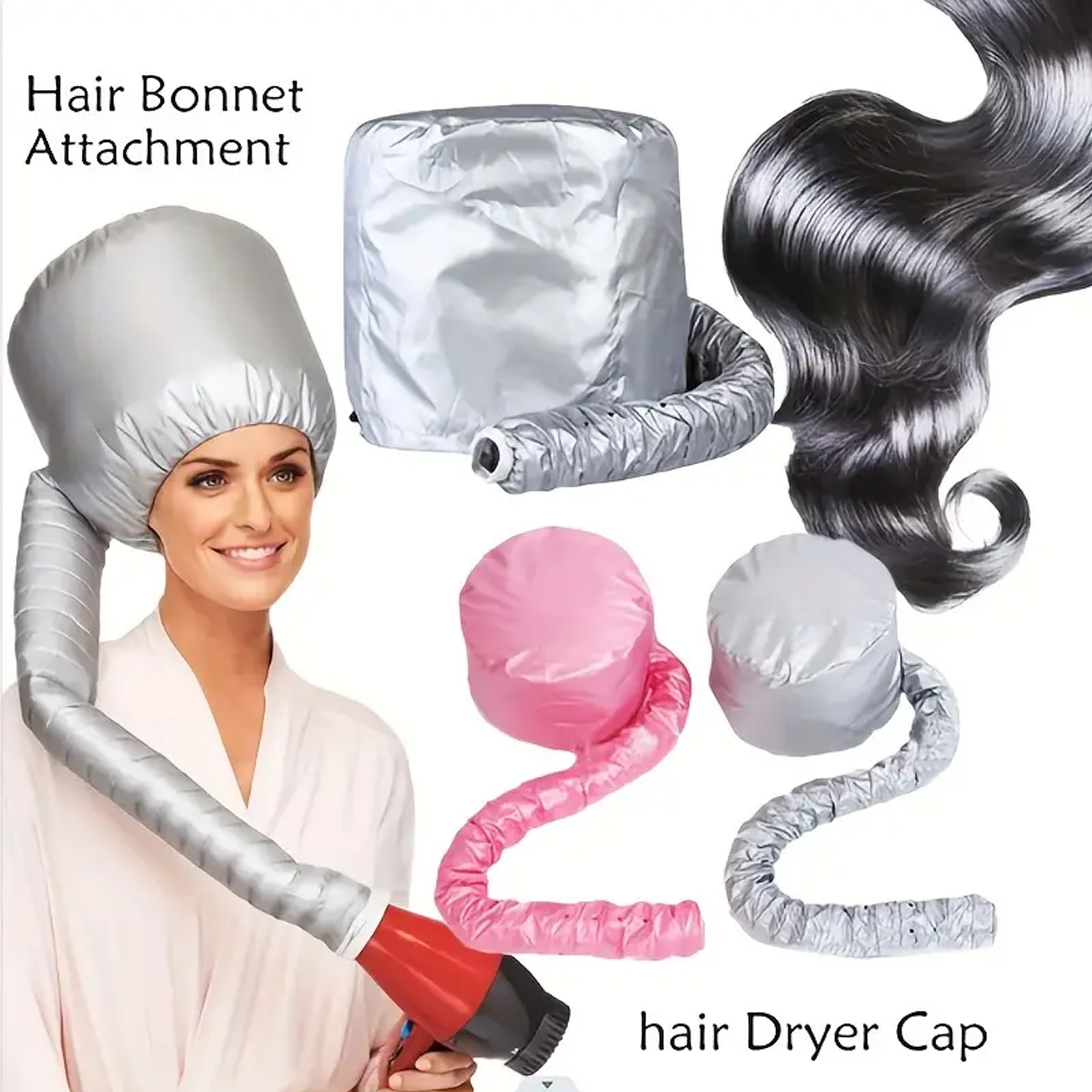 Cuffia per asciugacapelli portatile Cuffia per asciugacapelli per uomo pigro Asciugacapelli ad asciugatura rapida impostato di riscaldamento Cuffia da forno per olio Asciugatura rapida per uso domestico: Avorio