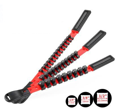 Steckschlüssel Lagerung Gestell eisen Schiene Gestell Halfter Stock Werkzeug Organizer Schiebe 1/4 &quot;3/8&quot; 1/2 &quot;Industrielle Abschluss werkzeug Halfter: 3pc gemischt Streifen