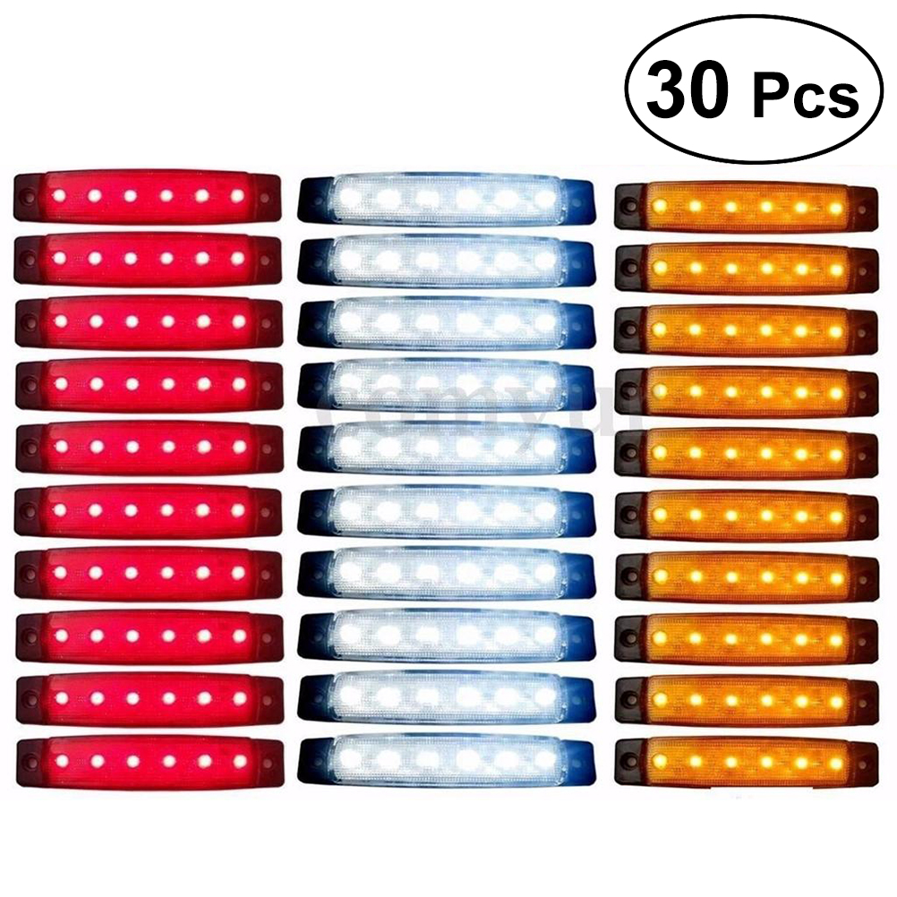 30 Stks 6 LED 12 V Trailer Kofferbak Achterlicht Vervanging Led Trailer Achterlicht Richtingaanwijzer Brake Marker (assorti Kleur)
