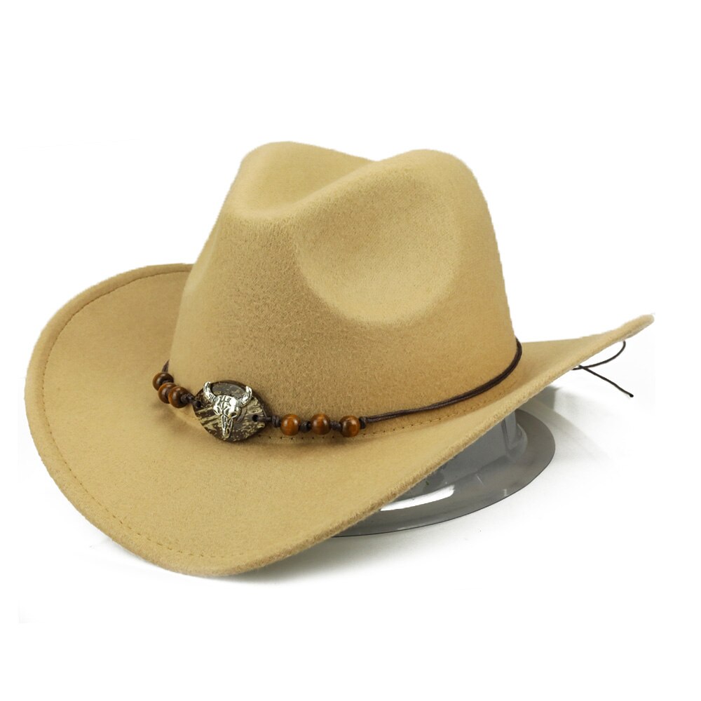 Yy treperler okse cowboyhatter menn vestlig cowgirl lokk vinter varm bomull jazz trilby sombrero de vaquero cowboy  fd19059: Kamel okse cowboy