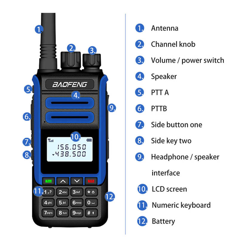 BaoFeng-walkie-talkie BF-H7 de 10W, estación de Radio CB Amateur potente, transceptor de banda Dual BF-H7, intercomunicador de caza, 10KM