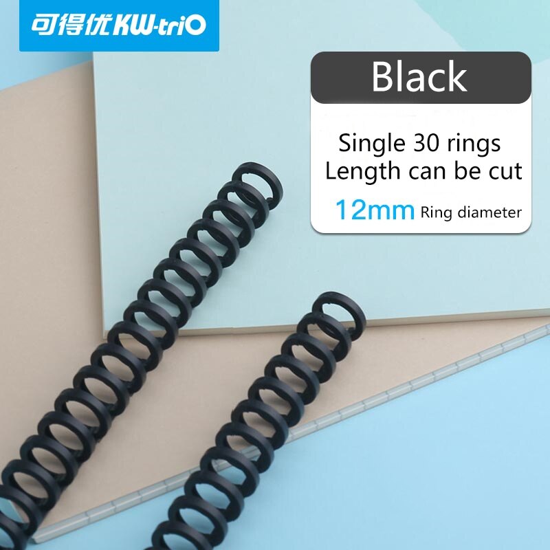 Anillo de encuadernación de plástico de hojas sueltas de 30 agujeros, anillos en espiral de resorte para 30 agujeros A4, A5, A6, papel, cuaderno, papelería, suministros de oficina: 1pcs-Black-Bindingri