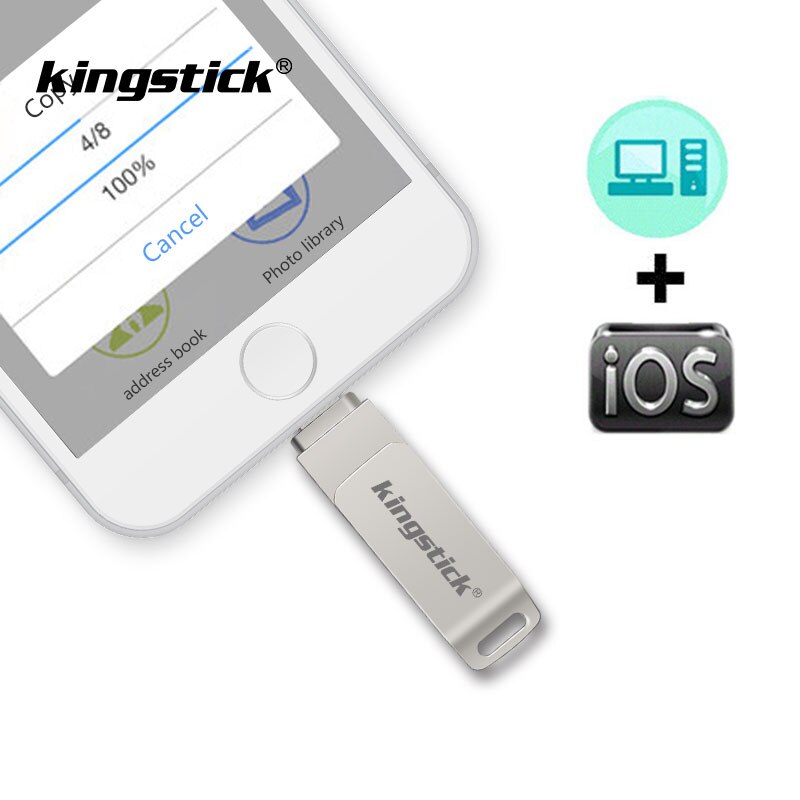 Clé USB en métal 2 en 1 pour iphone 6s 7plus, disque U d'apple
