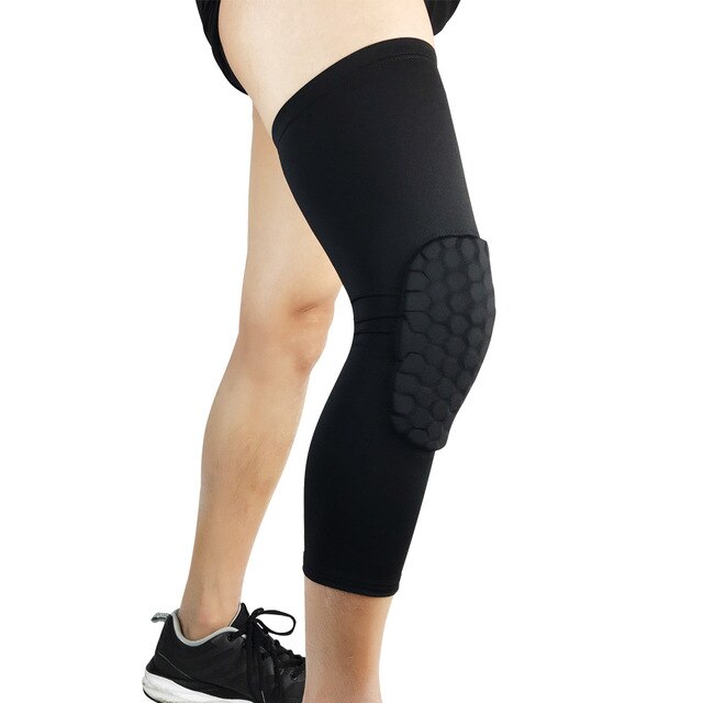 Rodilleras deportivas transpirables para baloncesto, rodilleras de nido de abeja, rodillera de compresión de pantorrillas, protección de soporte para rodilla, 1 ud.: Black / XL