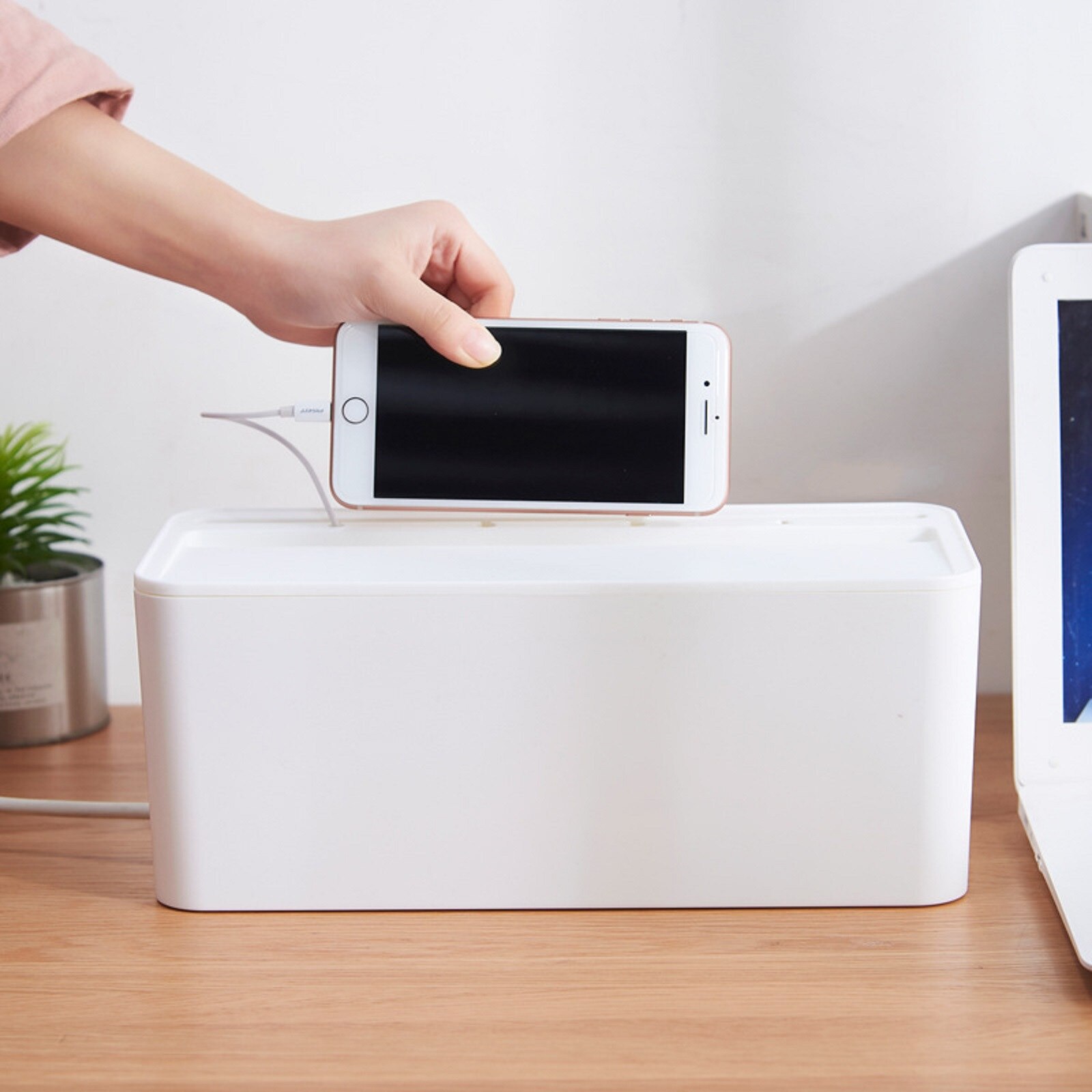 40# Cable Storage Box Charger Wire Management Power Strip Wire Case Anti- Dust Charger Socket Organizer Network Line Storage Bin