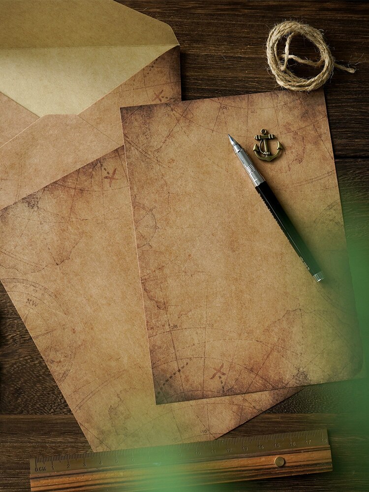 Ensemble de papier Kraft Vintage A5, enveloppes de lettres avec pendentif exquis et corde de chanvre, ensemble d&#39;enveloppe de papeterie