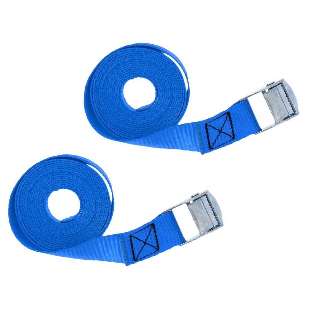 2 Pieces Kayak Cam Buckle Tie Down Straps Roof Racks Trailers 2.5m Blue