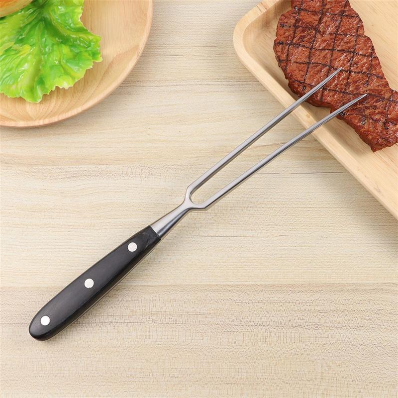 Rvs Barbecue Spiesjes Roosteren Stok 2-Prong Vlees Grillen Vork Bbq Gereedschap Met Houten Handvat Voor Camping Picknick