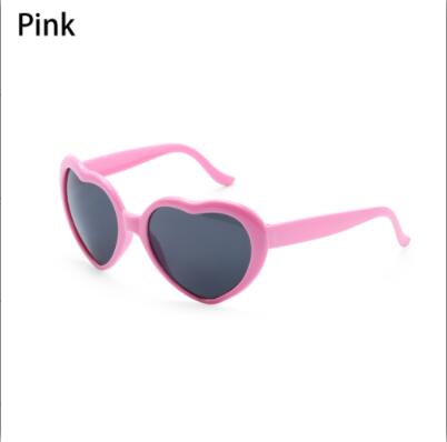 2PC Love Heart Shaped Effects Glasses Watch The Lights Change To Heart Shape At Night Diffraction Glasses Women Sunglass: Pink