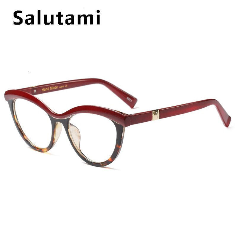 Øjenbue stel rød leopard brille stel til kvinder luksus mærke rund cat eye klare briller kvindelige transparente nuancer