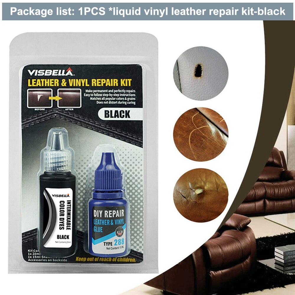 Visbella Vloeibare Leder Vinyl Reparatie Kit Restorer Meubels Auto Zetels Sofa Jas Purse Schoenen Cleaner Black Bruine Huid Reparatie: 1PCS black
