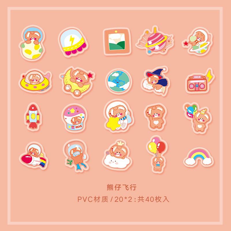 40 Pcs Kawaii Washi Stickers Set Animal Bunny Kat Planeet Lijm Label Decoratieve Sticker Label Voor Scrapbooking Journaling: A