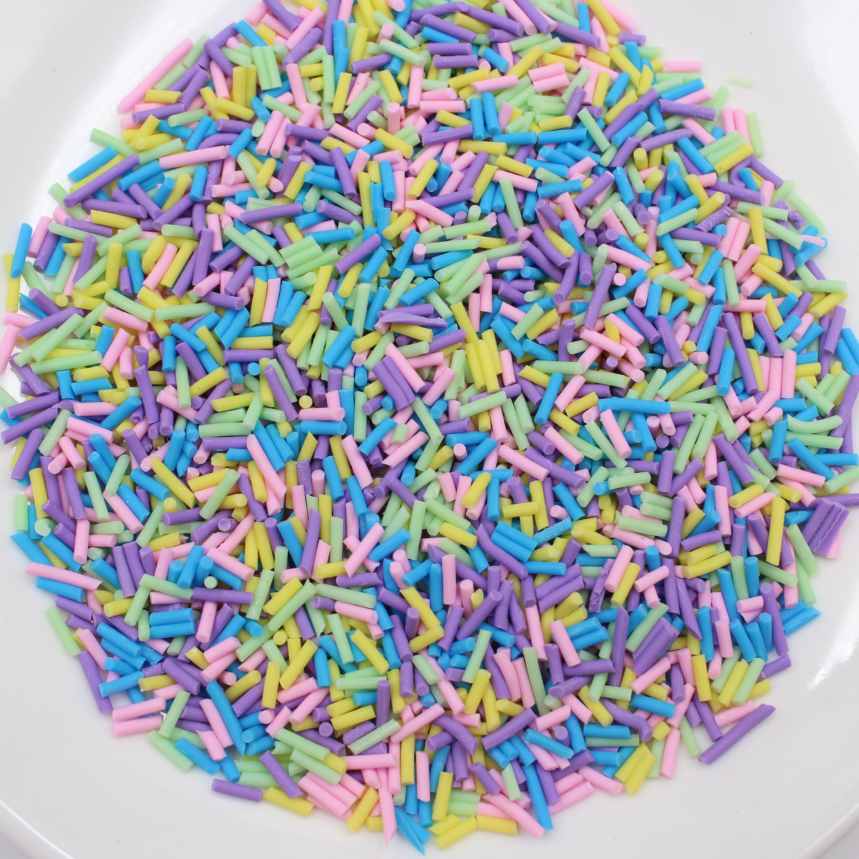Lote de 100g de aspersores de colores largos, aspersores de arcilla polimérica en rodajas de caramelo para manualidades de decoración móviles, accesorios de relleno