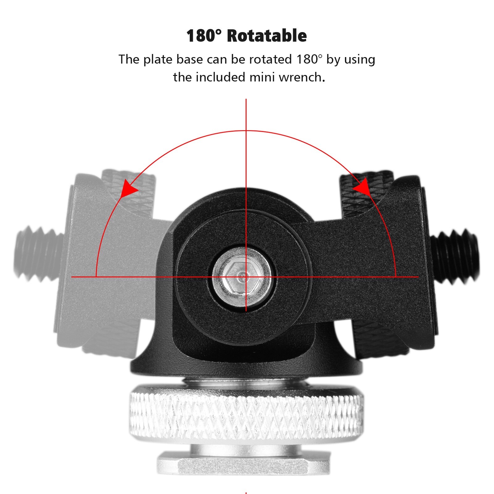Andoer Mini Monitor Mount Tripod Head Cold Shoe Adapter 1/4 Inch Screw for Mounting Camera Monitor Flash Mic LED Fill Light