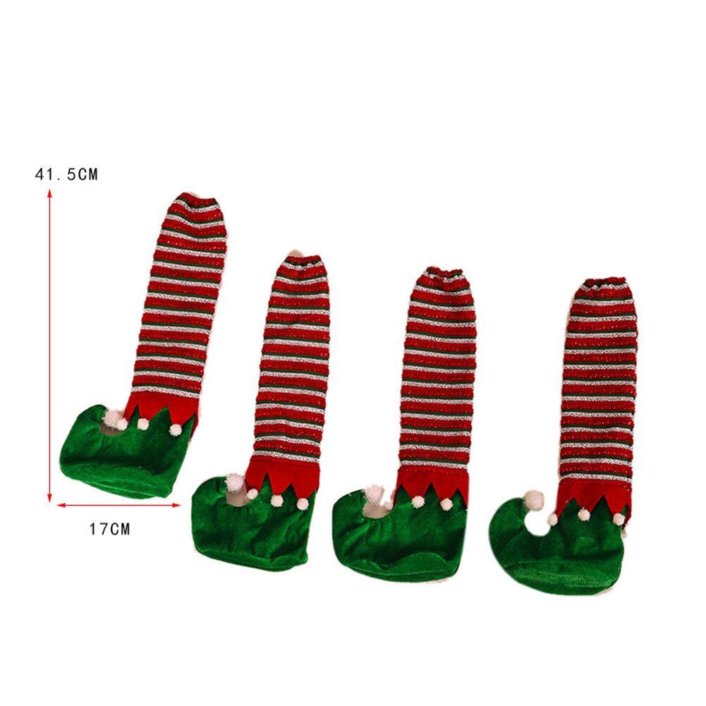La jambe de chaise de noël couvre le protecteur de plancher mignon de chaussettes de jambe de chaise de d'elfe pour la fête à la maison