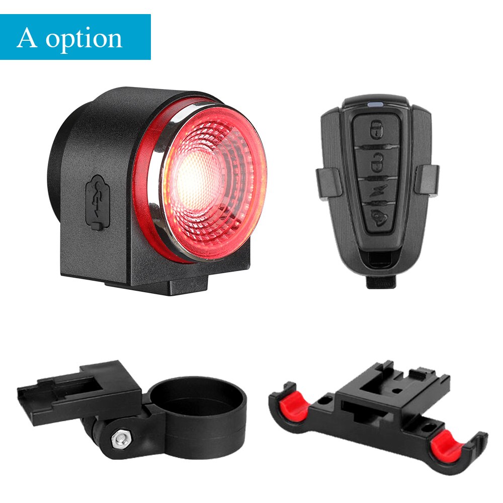Awapow z zabezpieczeniem przeciw kradzieży rowerowy ogon alarm świetlny USB akumulator Super jasne światło rowerowe IP65 wodoodporne tylne światło doprowadziło lampa rowerowa: A