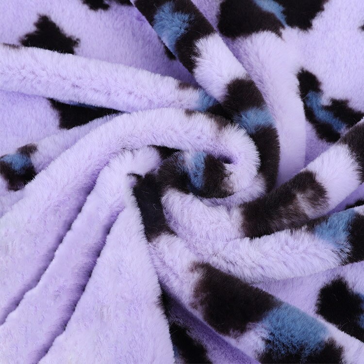 Polyester kanin plys stof trykt leopard print plys stof tøj legetøj flannel hjemme tekstil børnetøj stof