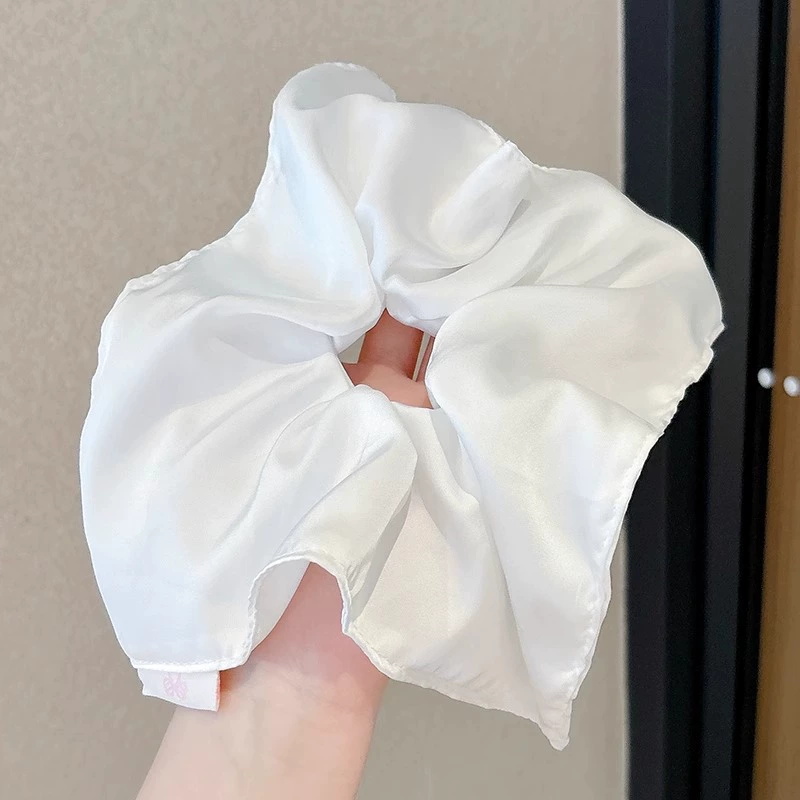 Elegante grande lenço quadrado círculo de cabelo para mulheres meninas elástico cetim hairbands laços de cabelo moda bandana acessórios para o cabelo: Dourado