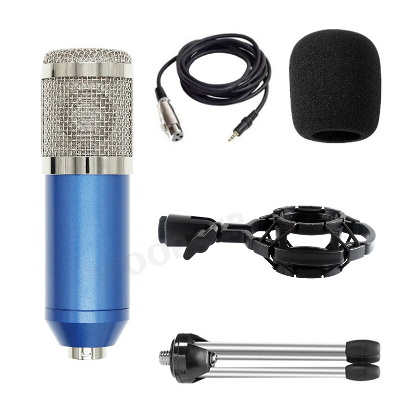 Condenser Microphone BM 800 Set for PC Computer with Tripod and Shock Mount Microfone BM800 Kit Studio Mic: Blue with Tripod