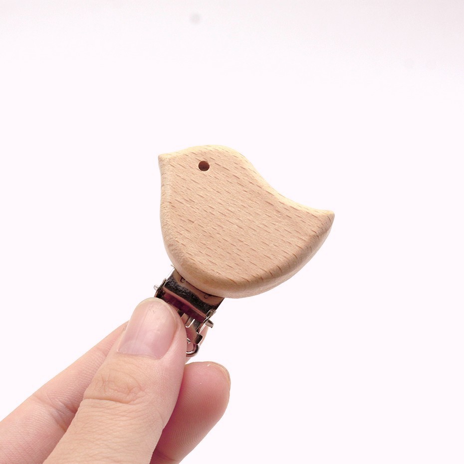 5 stücke Nette bilden Buche Holz Schnuller Clip Kleine Elefanten Stern Herz-förmigen Vogel Baby DIY Bevorzugte Nippel Kette zubehör