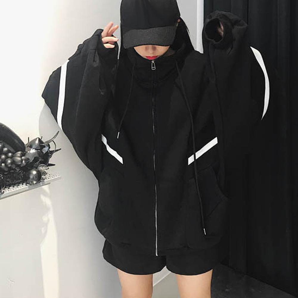 Chaquetas sueltas de manga murciélago para mujer, ropa con cremallera de empalme a rayas, prendas de vestir de manga larga, abrigos casuales para exteriores, ropa deportiva