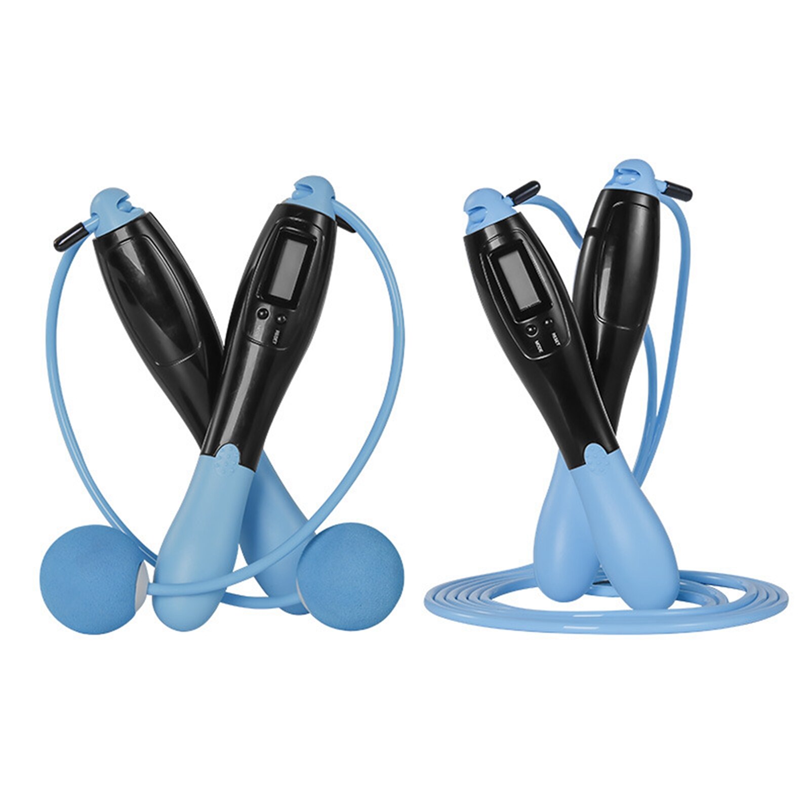 Cordless Skipping Rope Electronic Counting HD Display Multiple Modes Zero Setting Data Conversion Training Sport Tool: Blue
