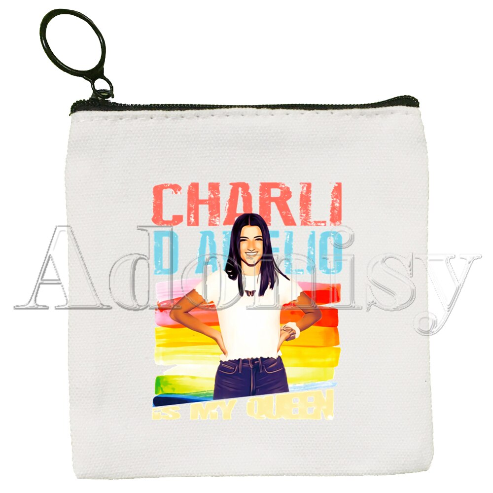 Ice Coffee Splatter Charli Damelio Korean Style Cartoon Printed Canvas Bag Canvas Simple and Fashionable Storage Bag: N