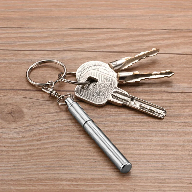 Kugelschreiber Schlüsselanhänger Multifunktionaler Mini-Schlüsselanhänger aus Metall Edelstahl Teleskopstift Schlüsselanhänger Teleskopstift Werkzeug