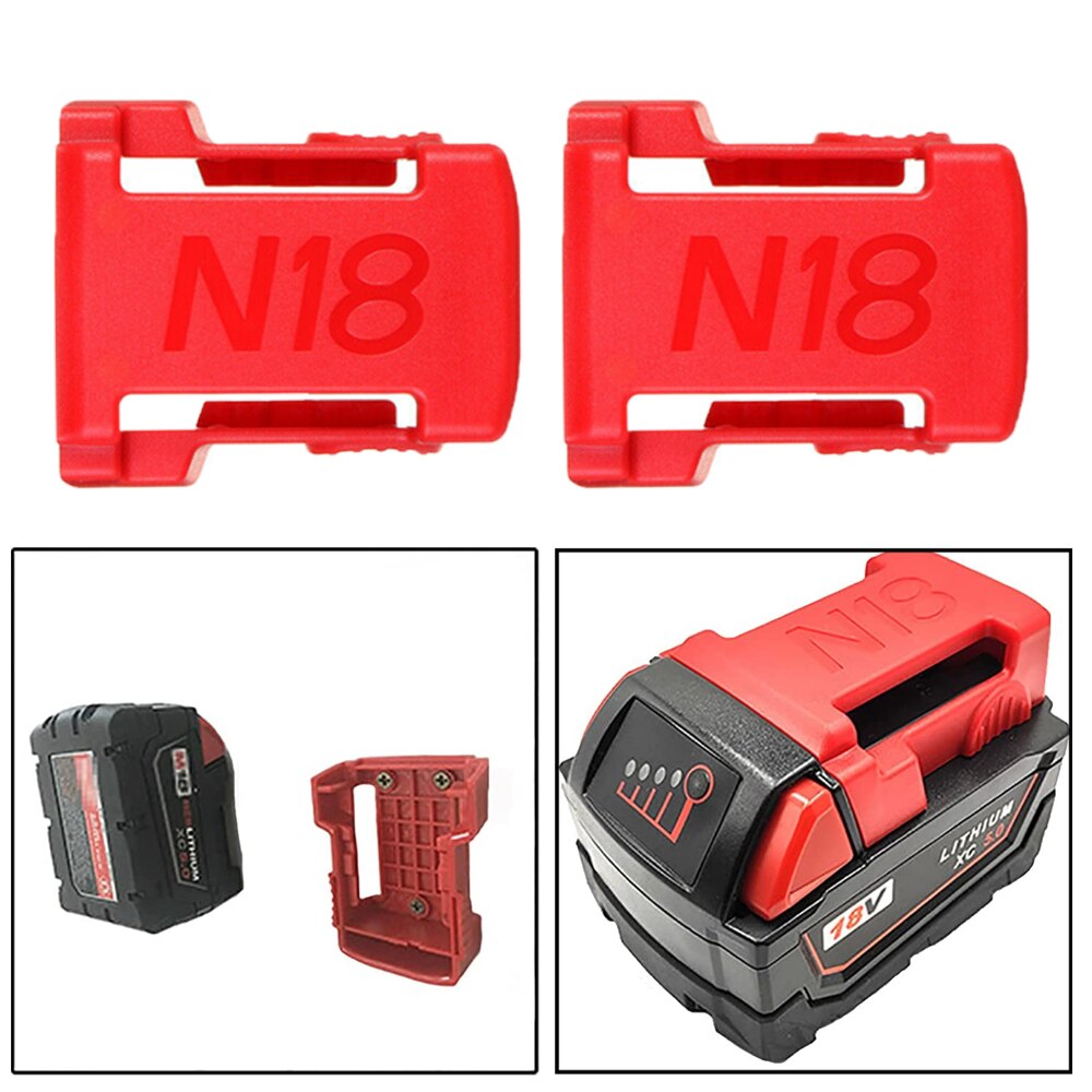2 stk batteriholder til milwaukee batterifeste dockholder passer til  m18 48-11-1850 18v montere holder deksel dockklips rød svart