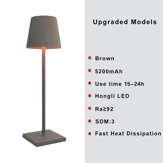 Poldina-Lampe de Table Sans Fil, Rechargeable par USB, Joli Tactile Étanche, pour Chambre à Coucher, Hôtel, Salon, Restaurant: YELLOW