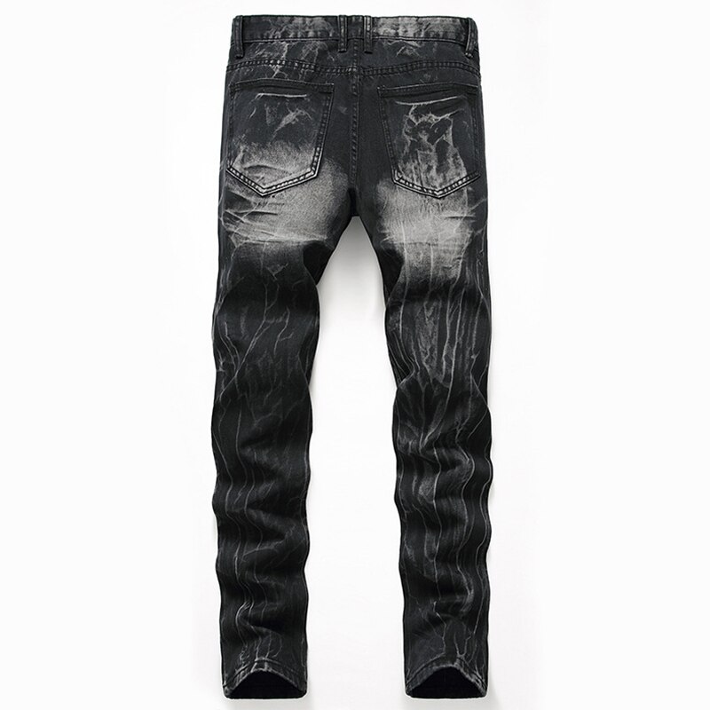 Pantalones vaqueros negros rasgados para hombre, jeans rectos de talla grande, europeos y americanos, Otoño/Invierno, novedad de