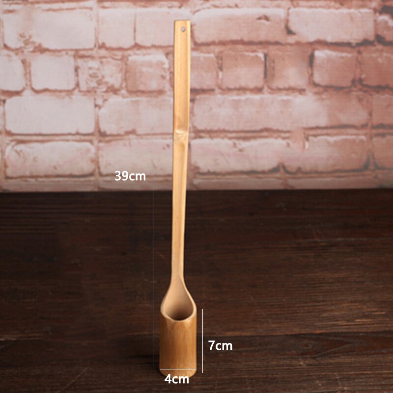 Cuillère à eau de racine de bambou à Long manche, outils de cuisine carbonisés, vaisselle de table, ustensiles de cuisine pour thé Kung Fu outils à thé: H