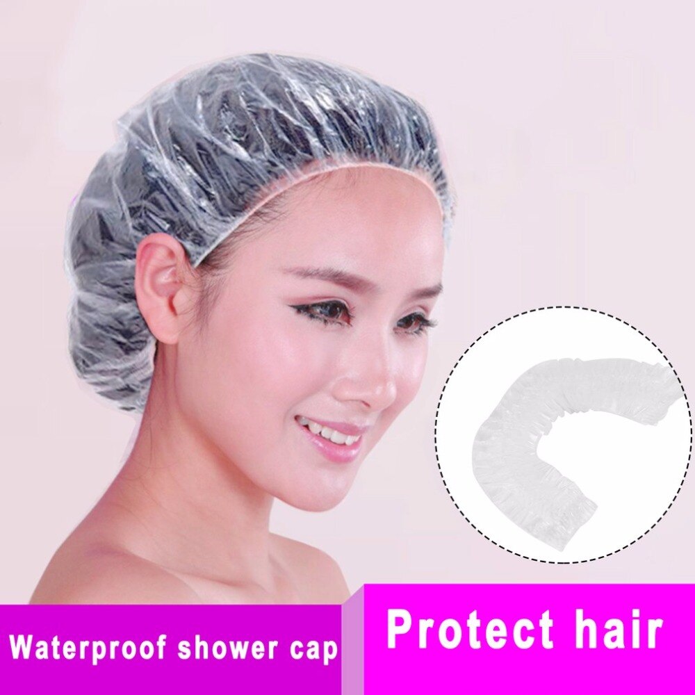 20pcs Hair Salon Disposable Clear Spa Hair Salon Home Shower Bathing Caps Convenient Use Women/Men bathroom shower product