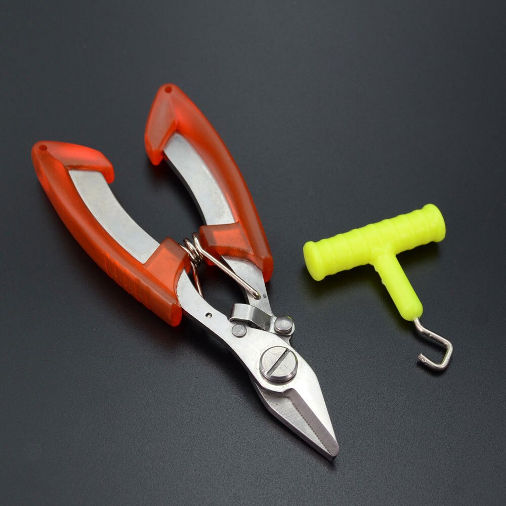 3 kleuren Vissen Tang Tackle Tool Rvs Sterke Vissen Schaar en Gratis Knoop Tool met Zak Vissen Accessoires: Oranje