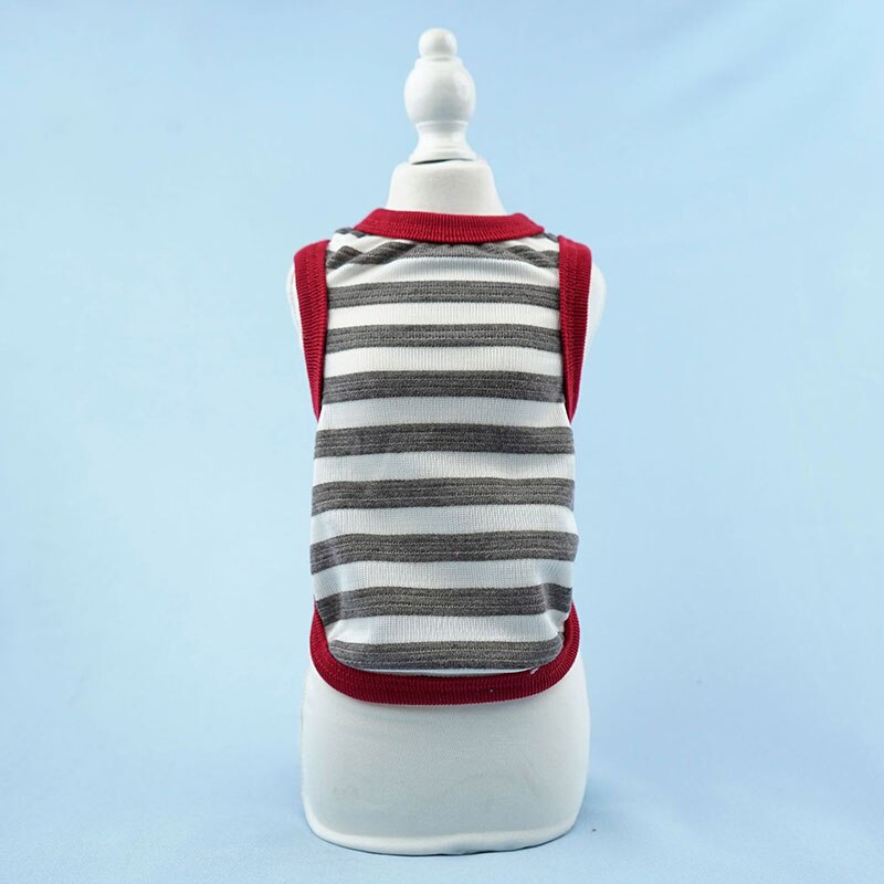 Gilet sans manches en coton pour chien, T-shirt d'été à rayures, confortable, respirant, Simple, vêtements pour animaux de compagnie, pour petit chien et chat: grey / XS