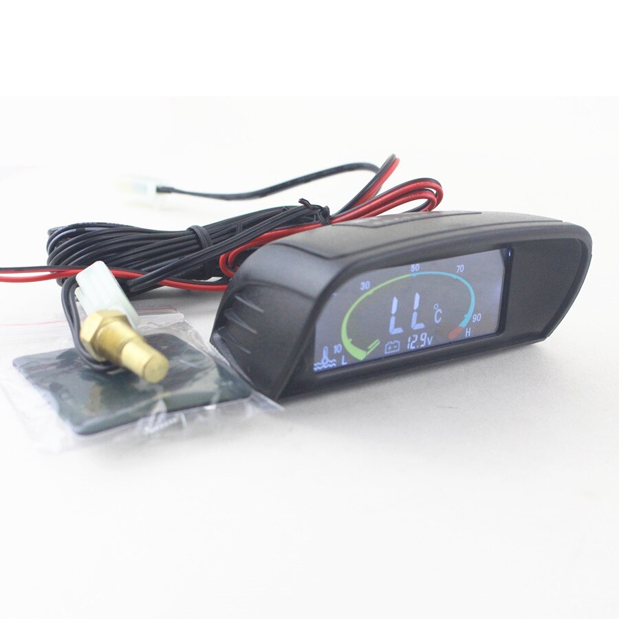Voltímetro Digital para salpicadero de coche, medidor de voltaje y temperatura del agua, 12V y 24V