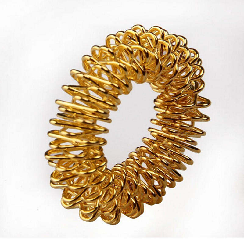 5Pcs Finger Massage Ring Acupuncture Ring Health Care Body Massager Relax Hand Massage Finger Lose Weight: Gold(1Pcs)