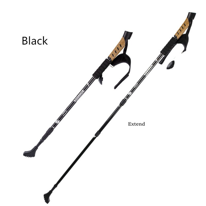 2-pcs Pack Trekking Poles Adjustable Hiking or Walking Sticks Lightweight Aluminum Walking Poles: Black