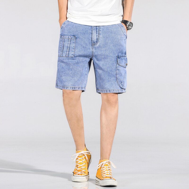 Men's Plus Size Relaxed Fit Wash Denim Shorts